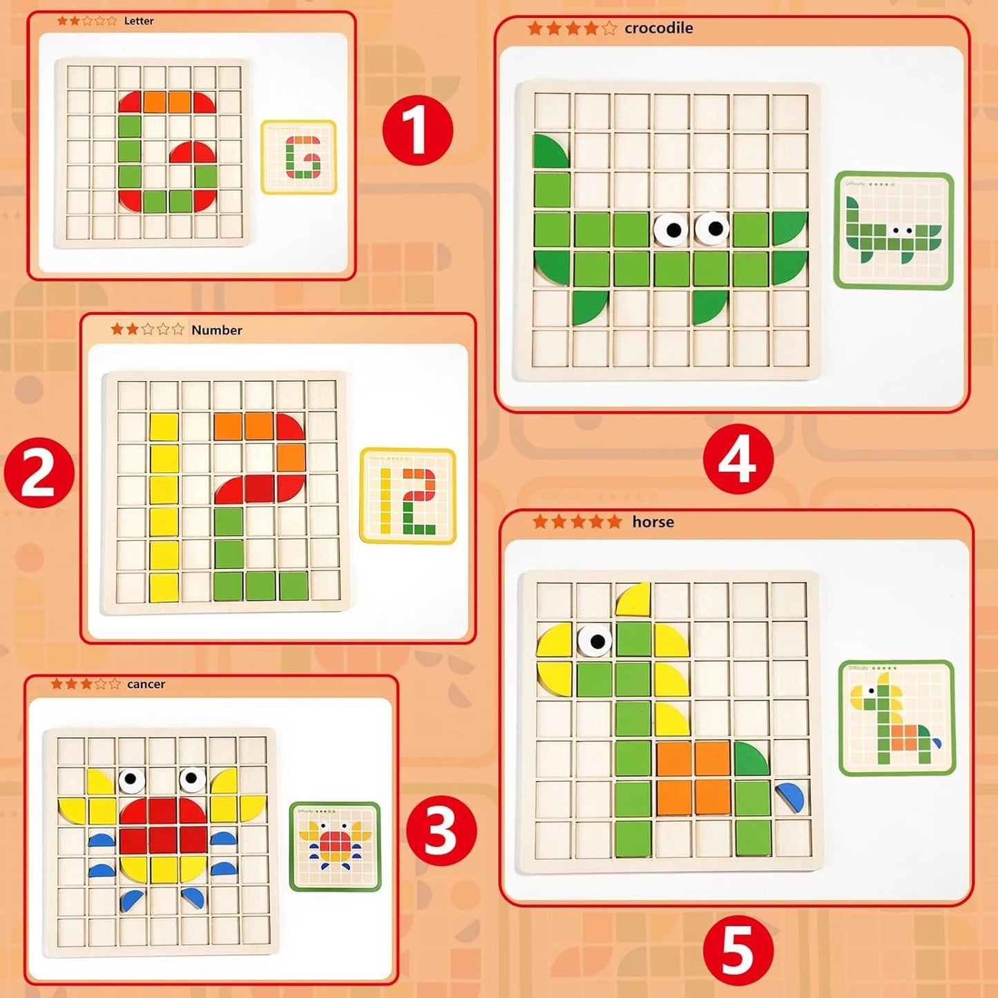 Montessori Mosaic Wooden Puzzle for Kids
