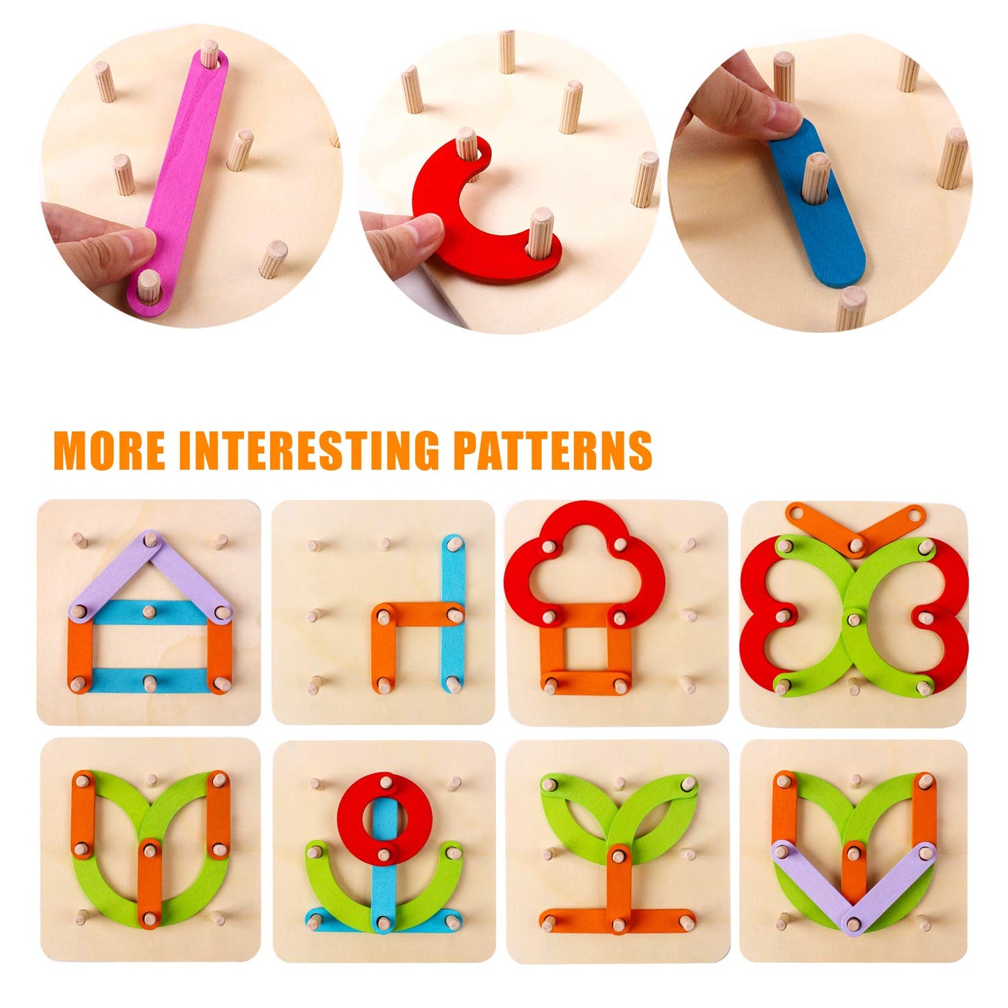 ShapeWise™ Montessori Pegboard Puzzle – Build Letters, Numbers & Creative Shapes