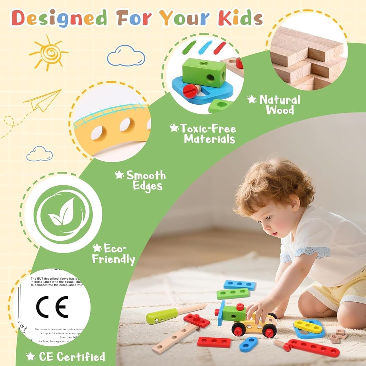 HandyFix™ - 39 Piece Wooden Tool Kit for Kids