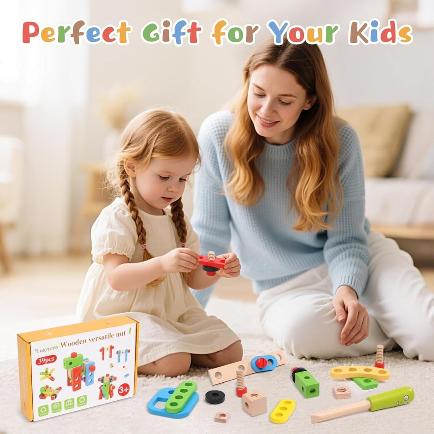 HandyFix™ - 39 Piece Wooden Tool Kit for Kids