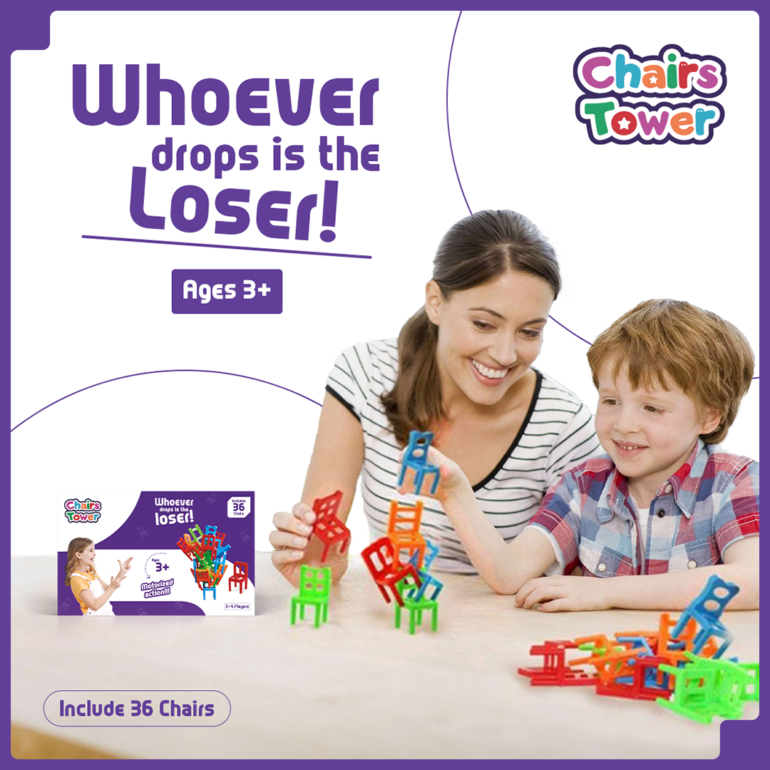 Chairs Stacking Tower Balancing Game™ – 36-Piece Chair Set