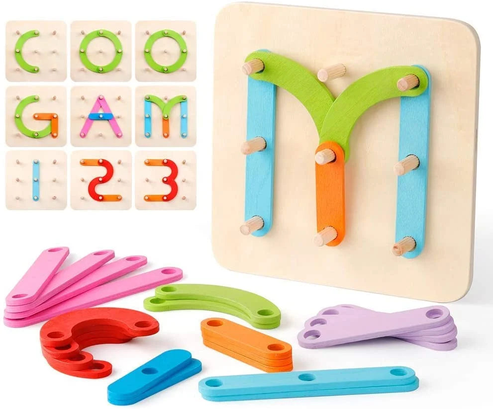 ShapeWise™ Montessori Pegboard Puzzle – Build Letters, Numbers & Creative Shapes