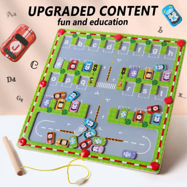 Letter Garage Maze™ : Magnetic Letter Parking Maze Board for Kids