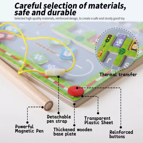 Letter Garage Maze™ : Magnetic Letter Parking Maze Board for Kids
