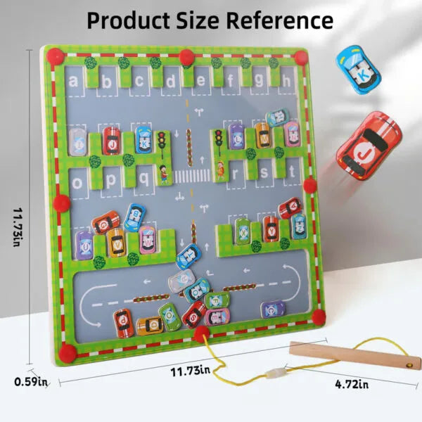 Letter Garage Maze™ : Magnetic Letter Parking Maze Board for Kids