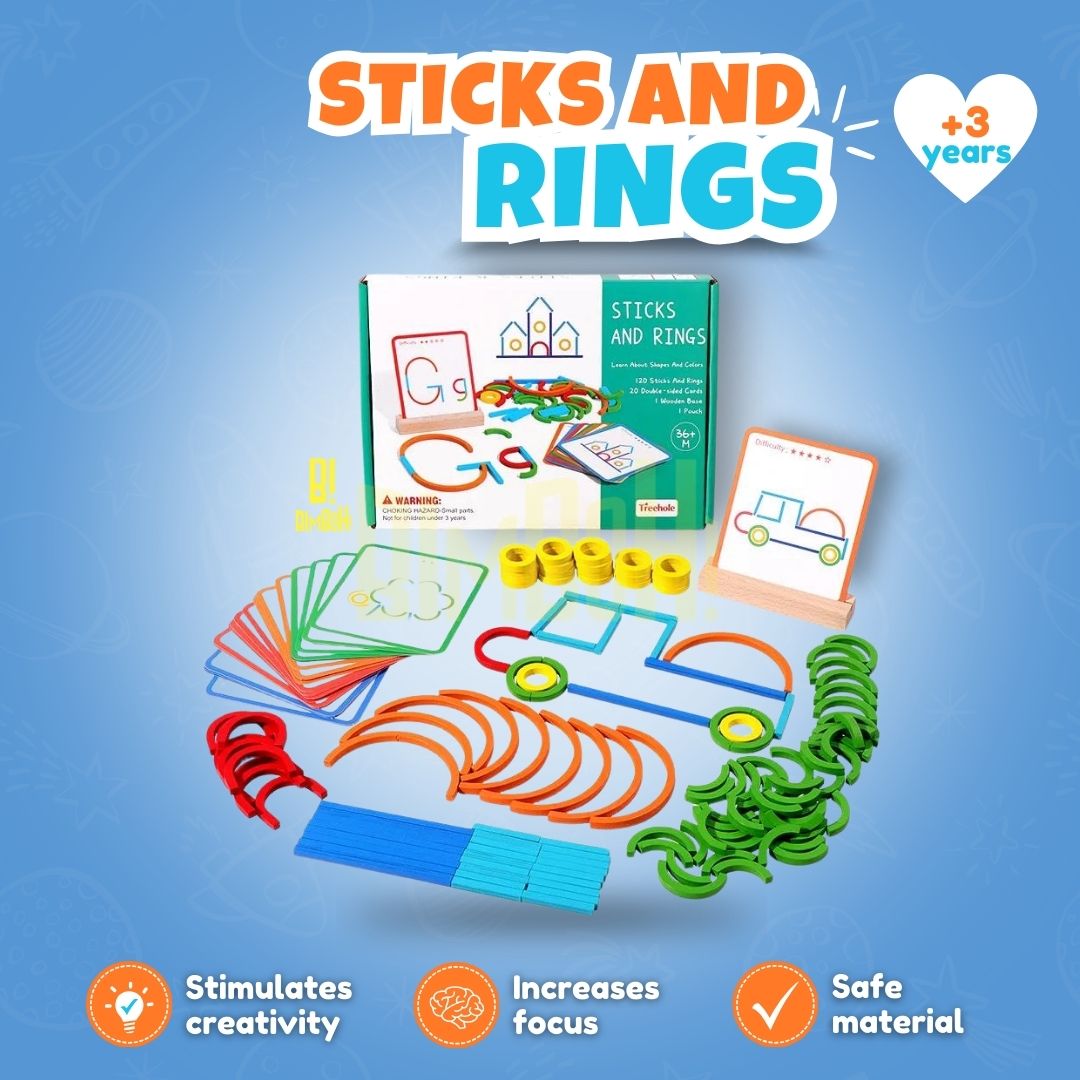 BuildWise™ – Montessori Sticks & Rings Puzzle Set