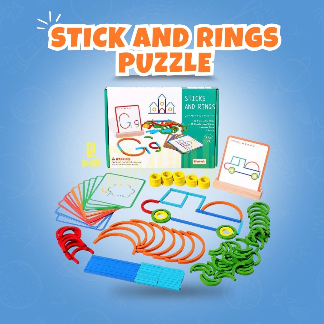 BuildWise™ – Montessori Sticks & Rings Puzzle Set