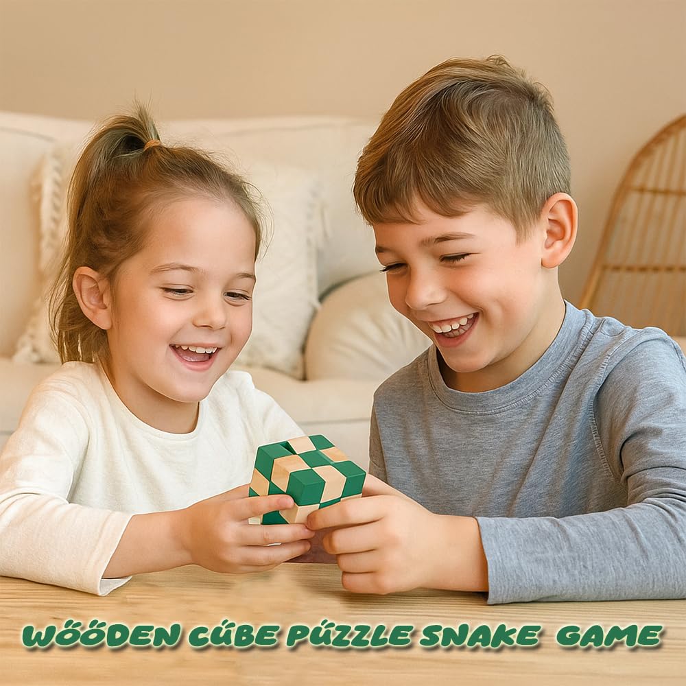Wooden Snake Cube™ – Brain Teaser Puzzle for All Ages