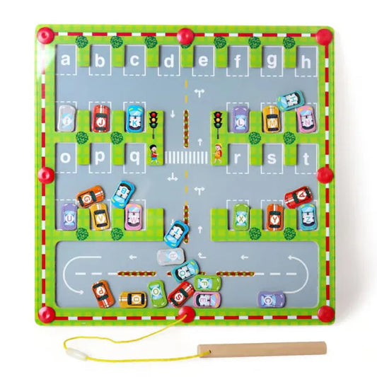 Letter Garage Maze™ : Magnetic Letter Parking Maze Board for Kids