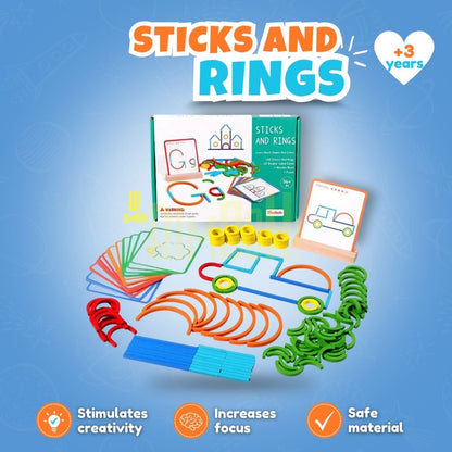 BuildWise™ – Montessori Sticks & Rings Puzzle Set