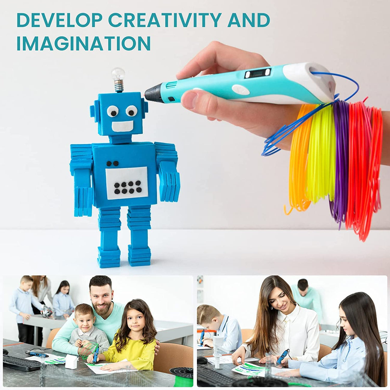 NeoDraw™ 3D Printing Pen with LCD Display and PLA Filament