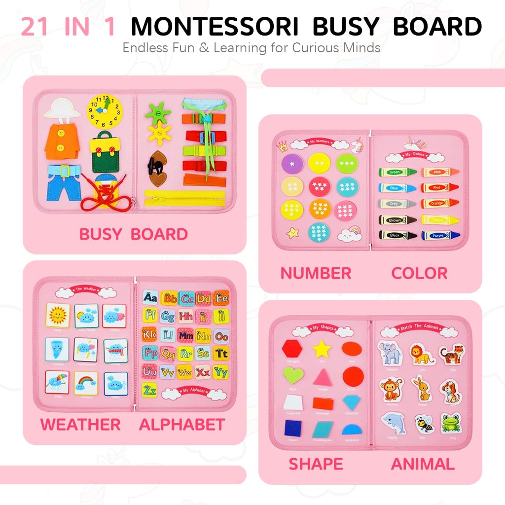MagicTouch™ : Montessori Busy Book (Unicorn Theme)