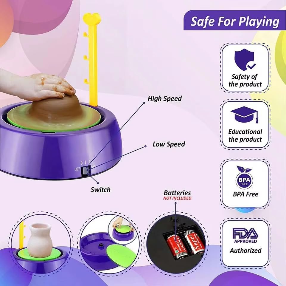 ClayCraft™ Electric Pottery Wheel Kit for Kids