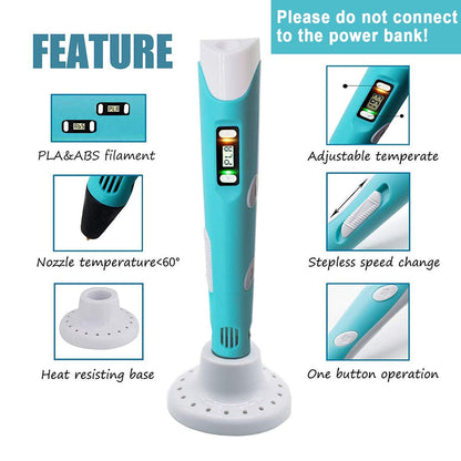 NeoDraw™ 3D Printing Pen with LCD Display and PLA Filament