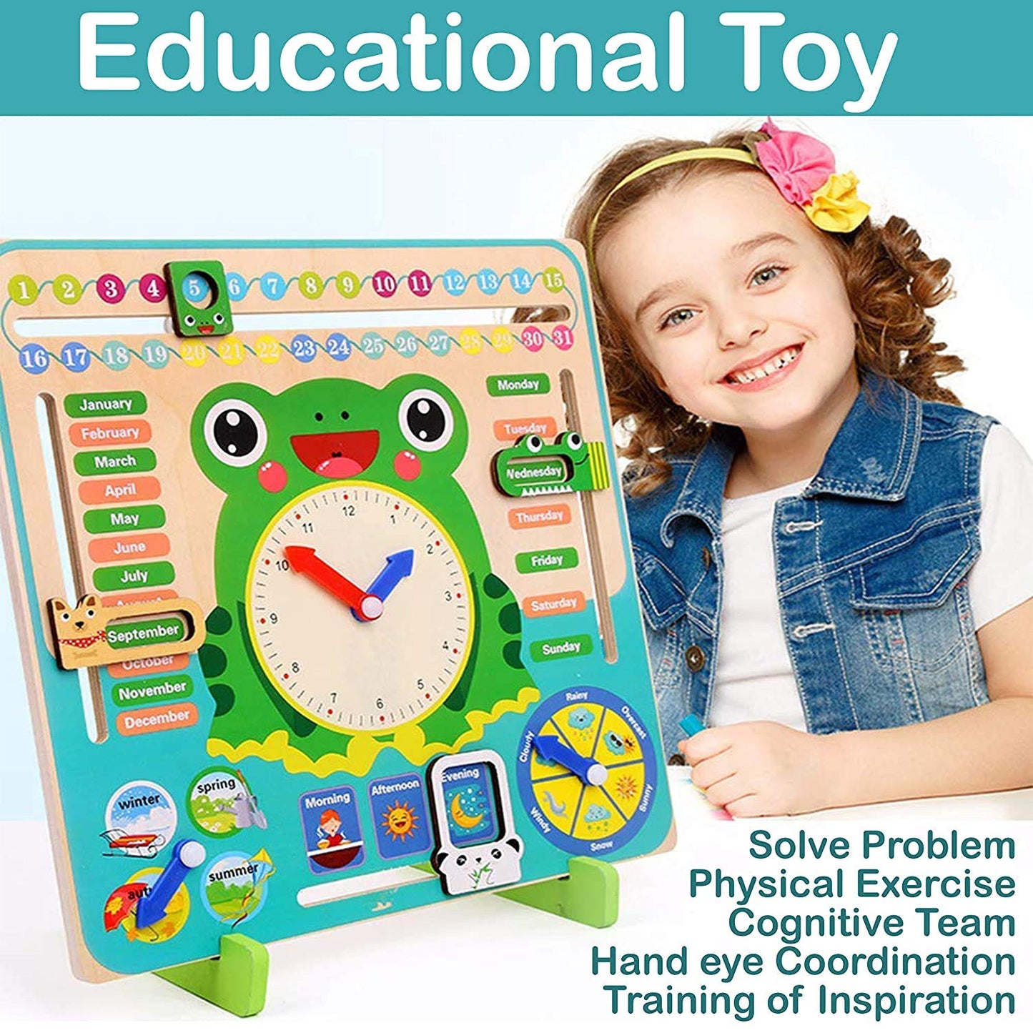 FroggyTime™ Montessori Clock and Calendar Board
