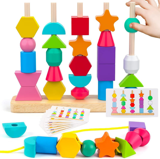 BeadBuilder™ 2-in-1 Montessori Stacking and Threading Set