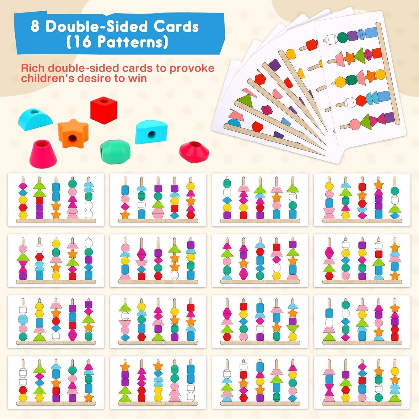 BeadBuilder™ 2-in-1 Montessori Stacking and Threading Set