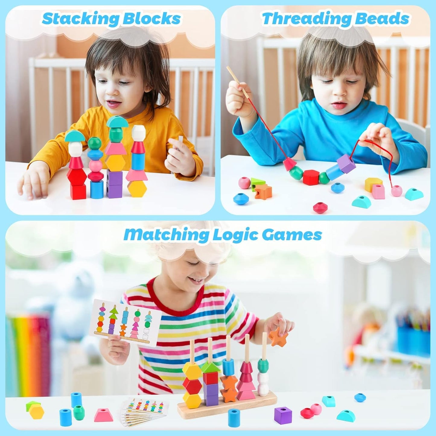 BeadBuilder™ 2-in-1 Montessori Stacking and Threading Set