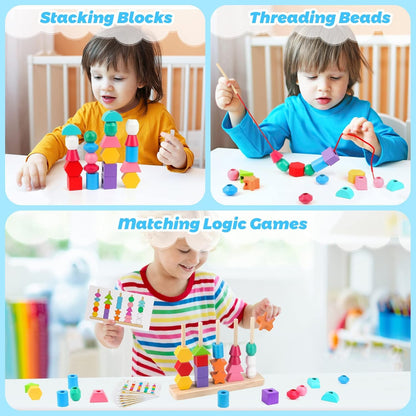 BeadBuilder™ 2-in-1 Montessori Stacking and Threading Set