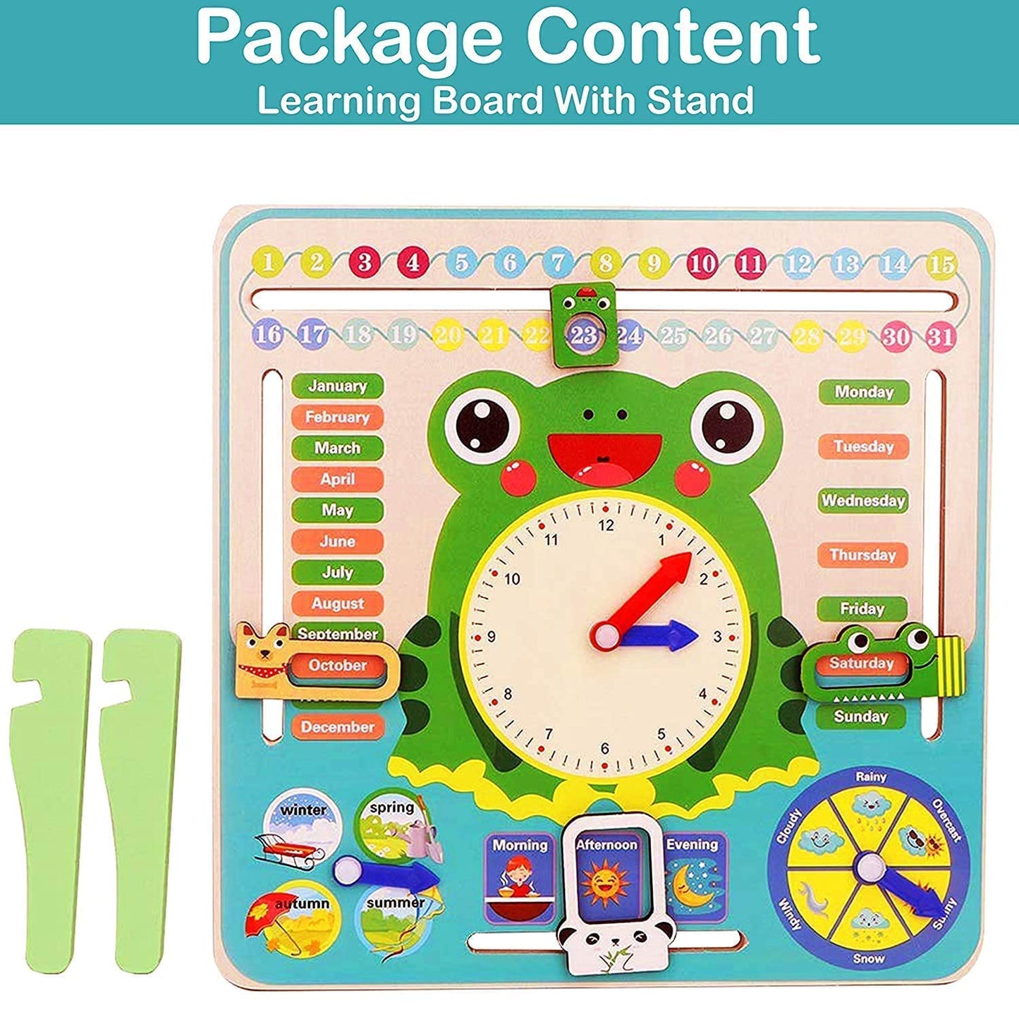 FroggyTime™ Montessori Clock and Calendar Board