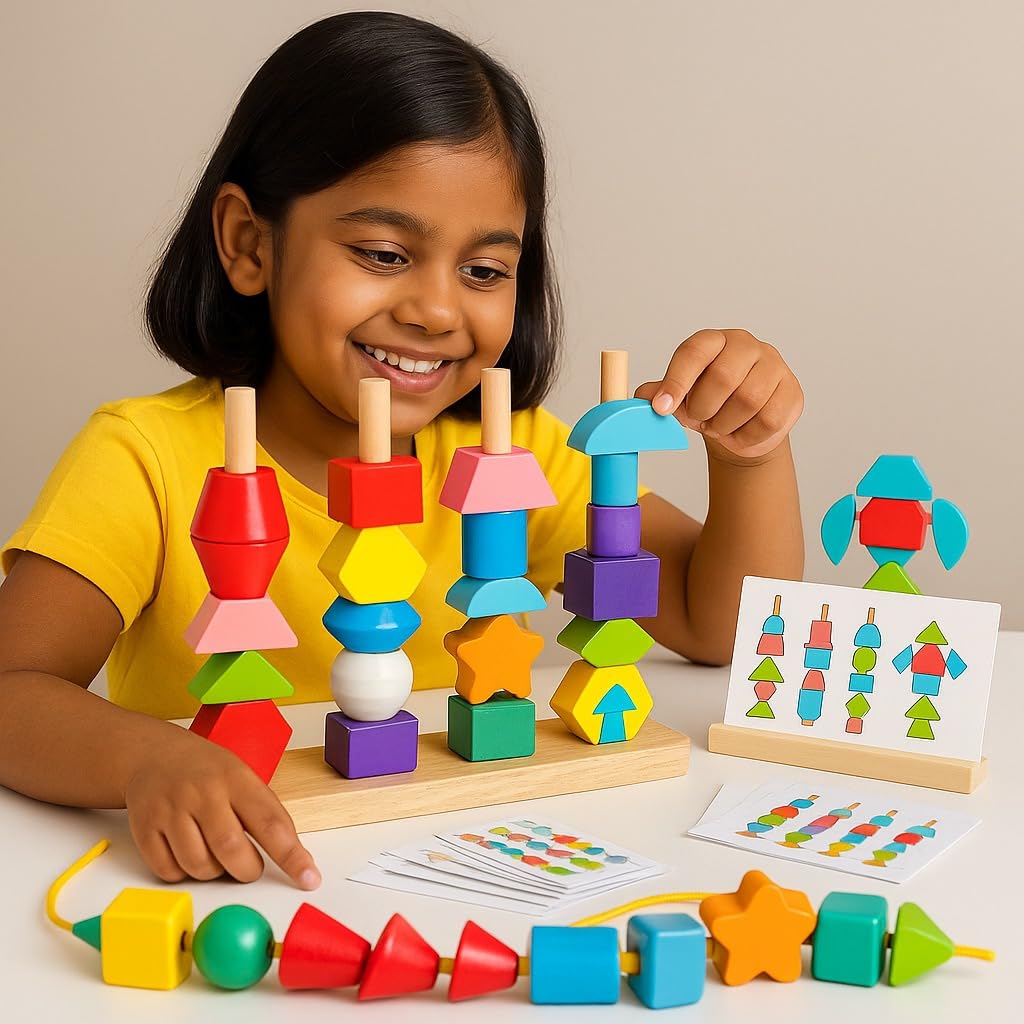 BeadBuilder™ 2-in-1 Montessori Stacking and Threading Set