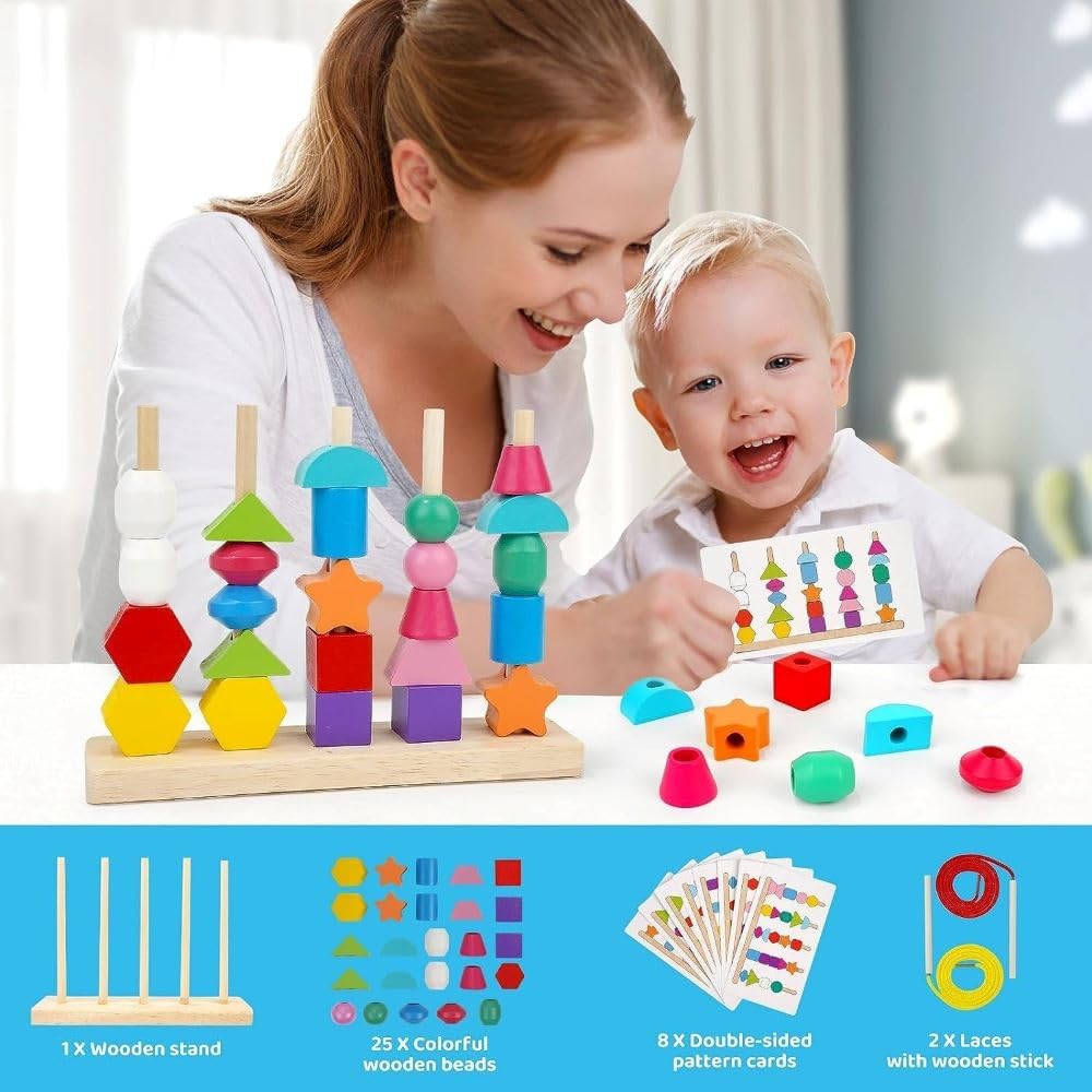BeadBuilder™ 2-in-1 Montessori Stacking and Threading Set